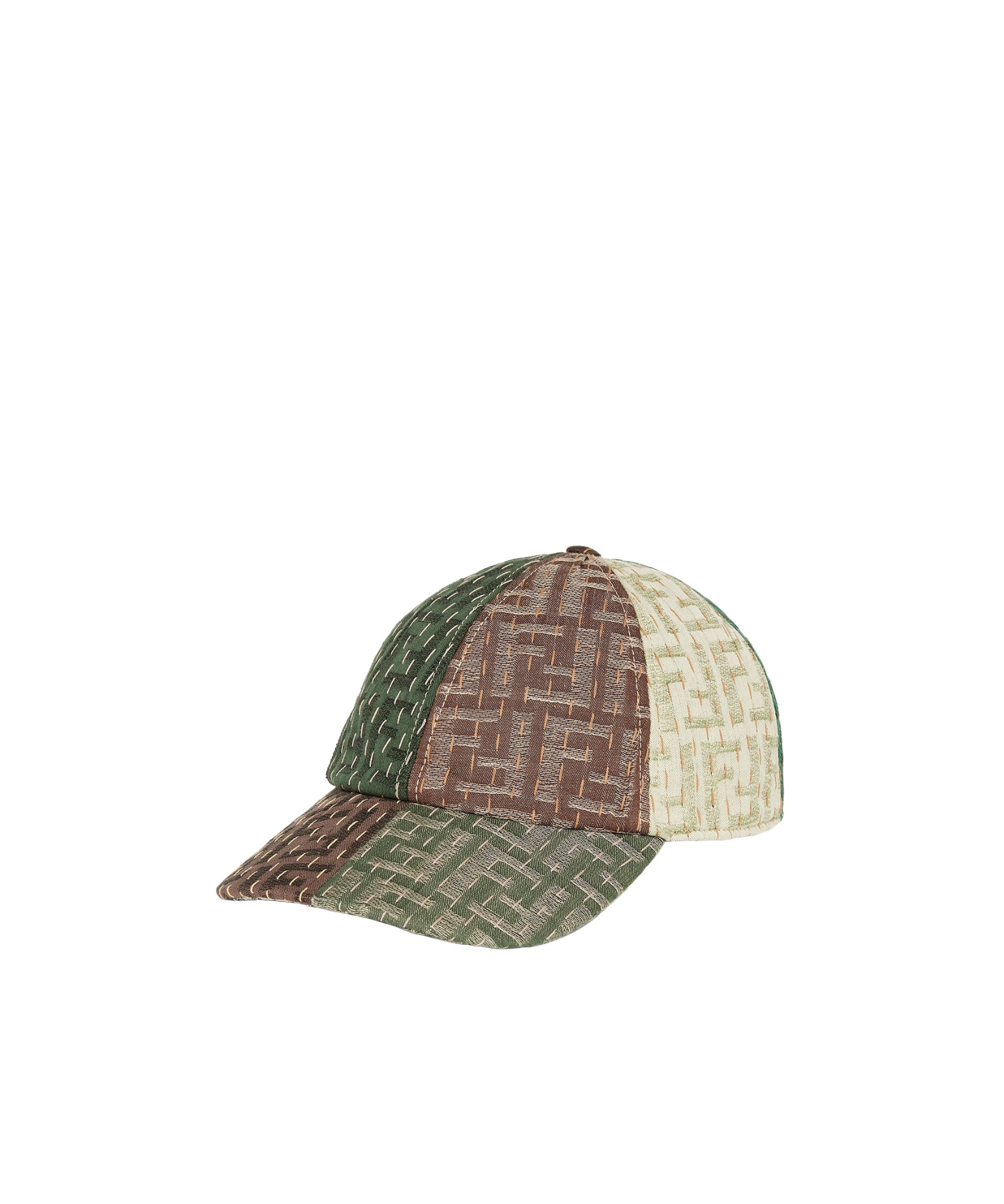 Fendi Multicolour Ff Cotton And Linen Baseball Cap In Multicolor