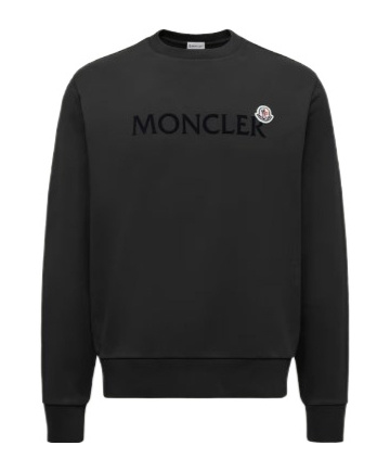 Moncler Crew Neck Cotton Sweatshirt In Black