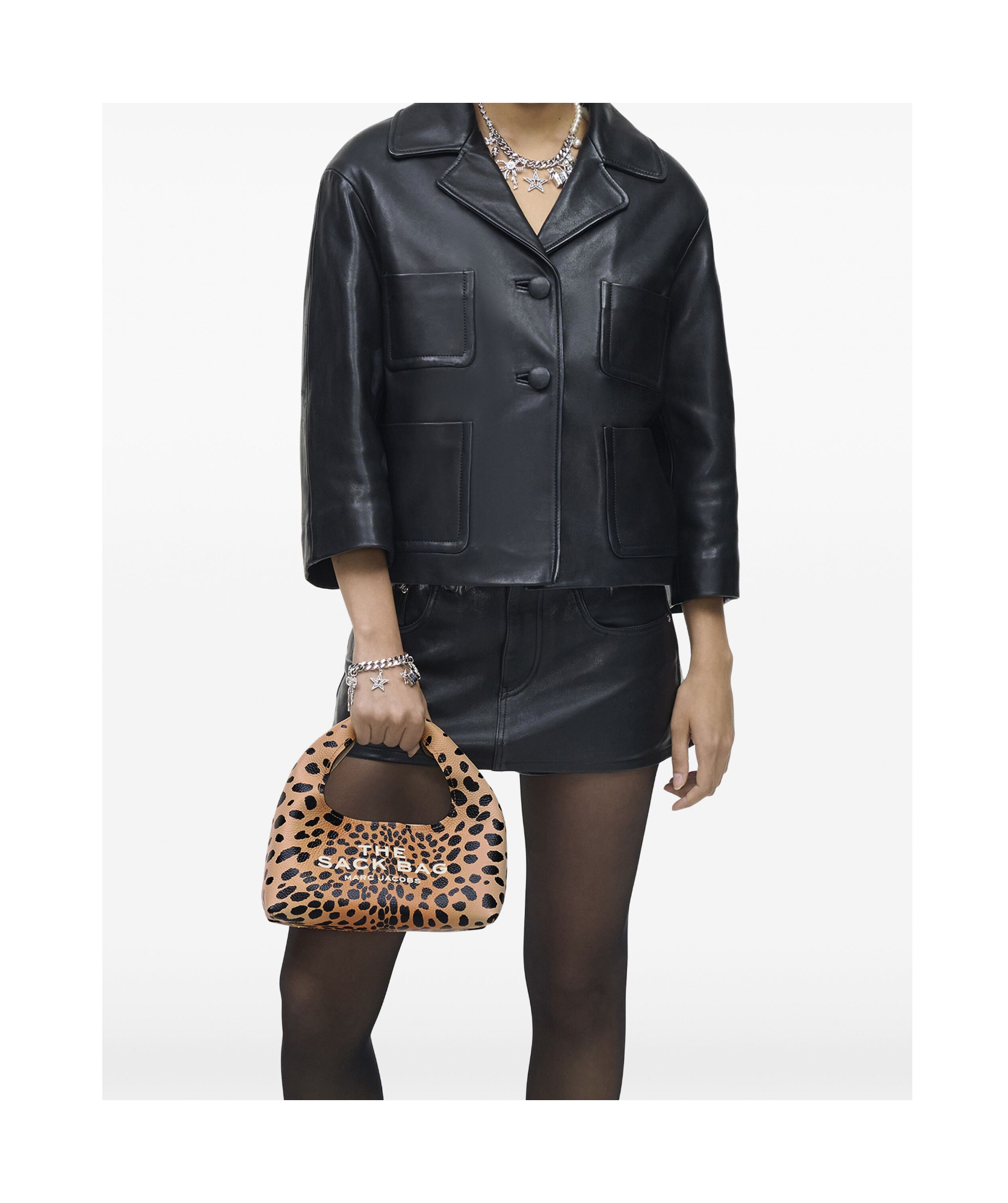 Marc Jacobs The Sack Mini Leopard-print Leather Top Handle Bag In Brown