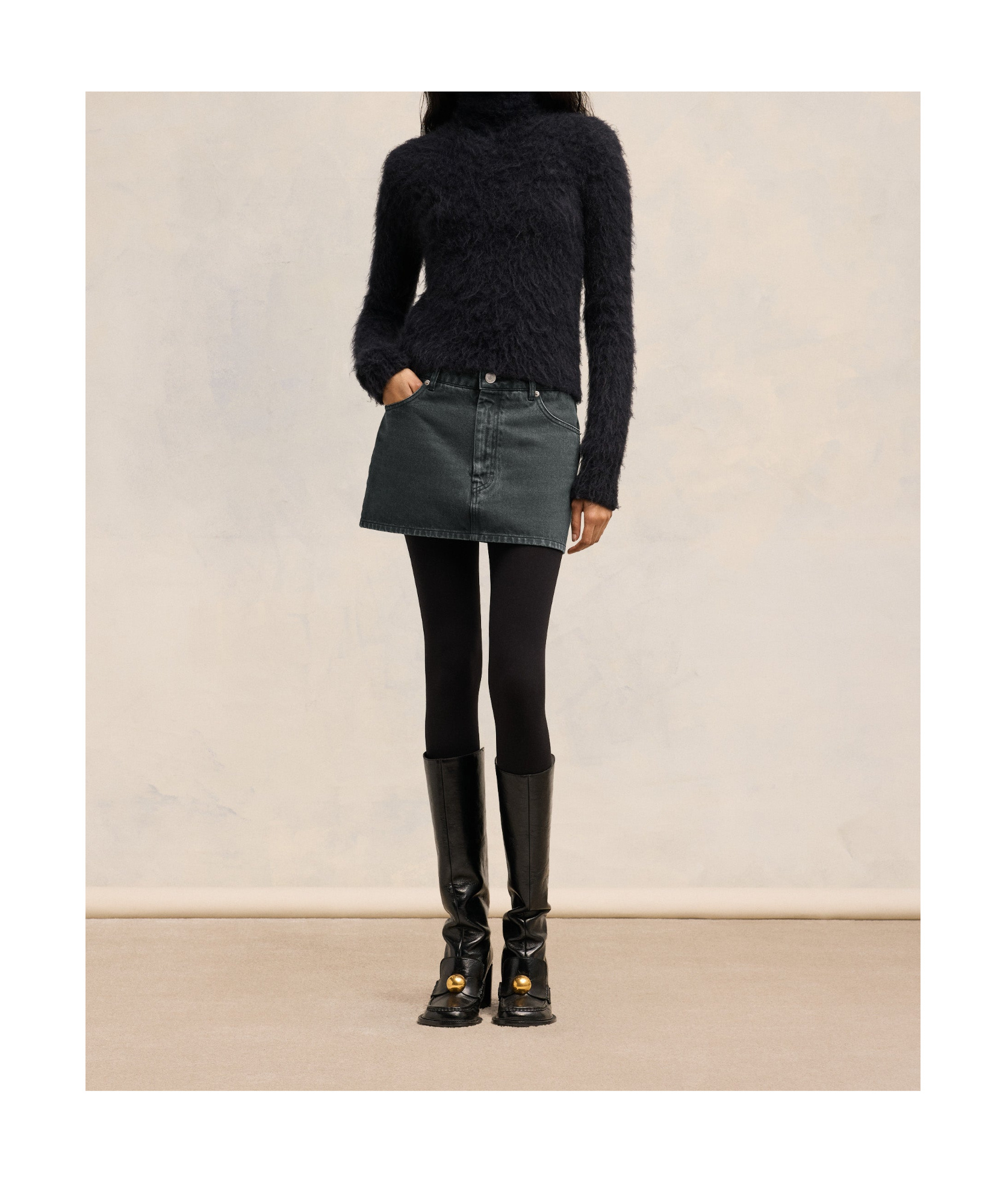 Ami Alexandre Mattiussi Logo-patch Cotton Skirt In Black