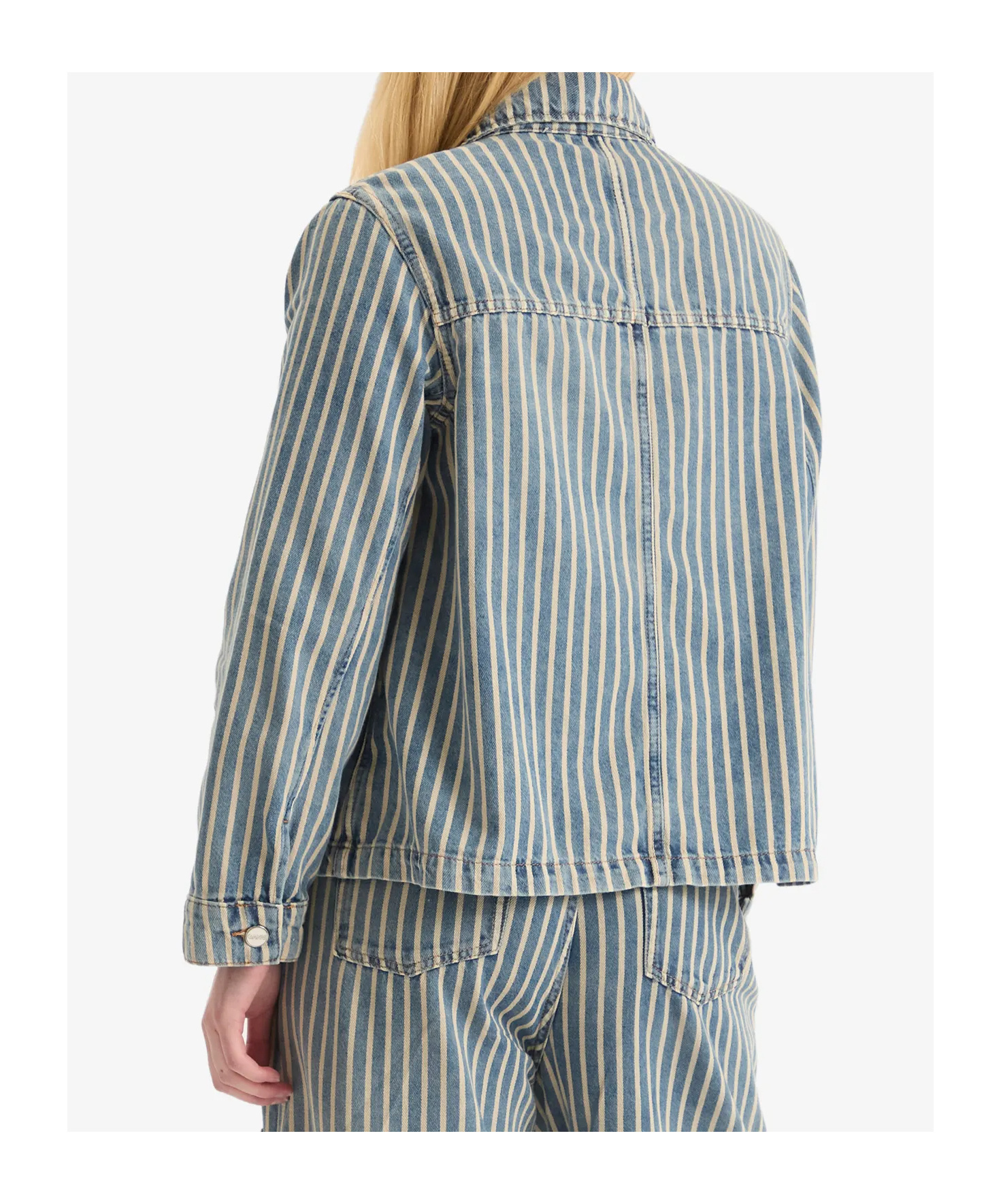Ganni Button-up Striped Denim Shirt In Multi