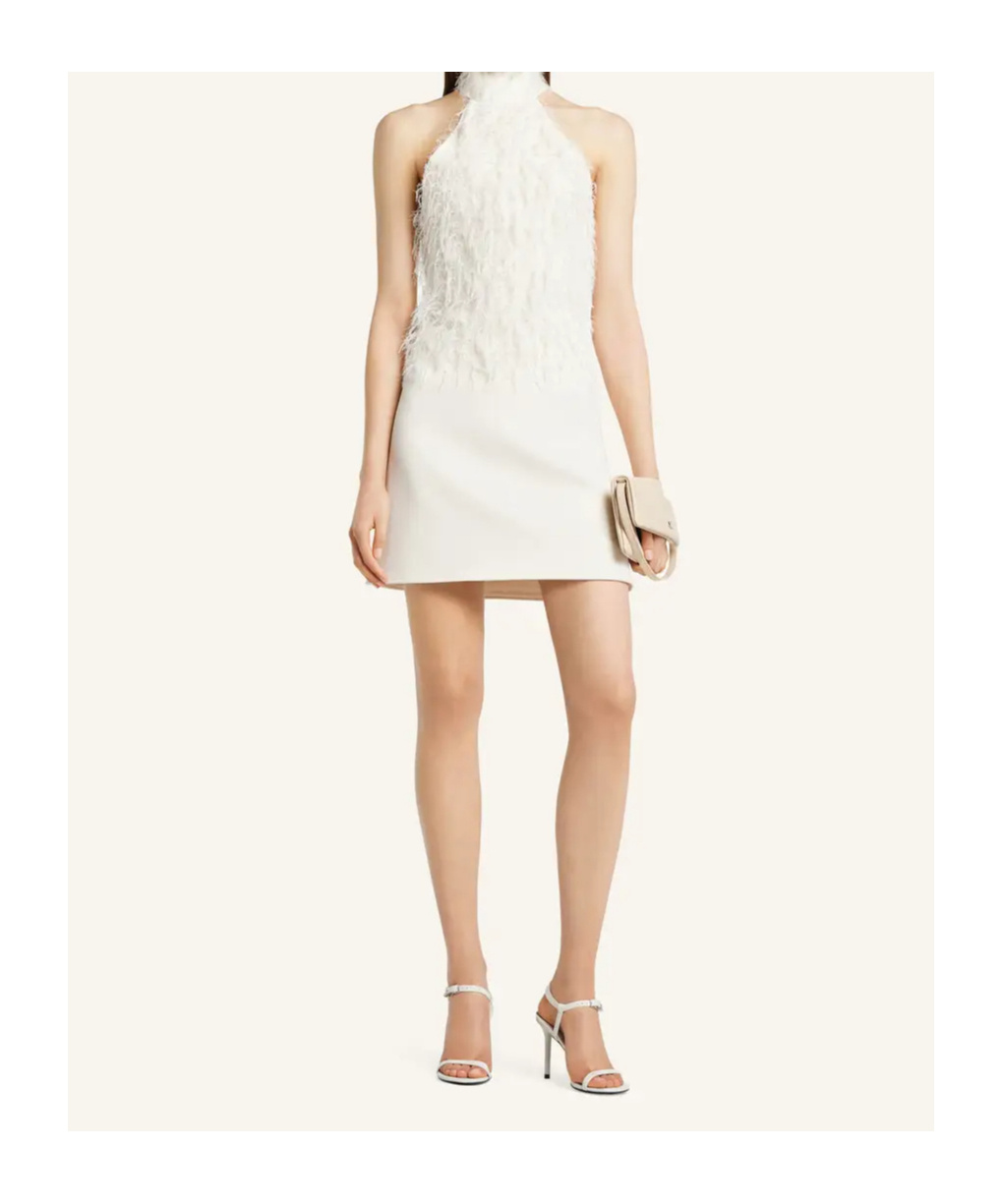 Courrèges Halter-neck Fringe-detail Mini Dress In White