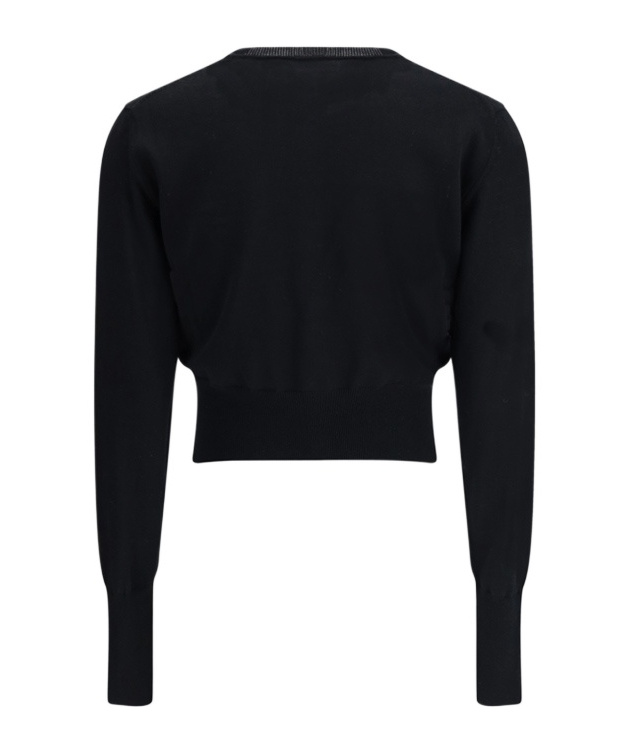 Vivienne Westwood Bea Black Cropped Cardigan With Round Neck And Front Orb Embroidery In Cotton Woman In Black
