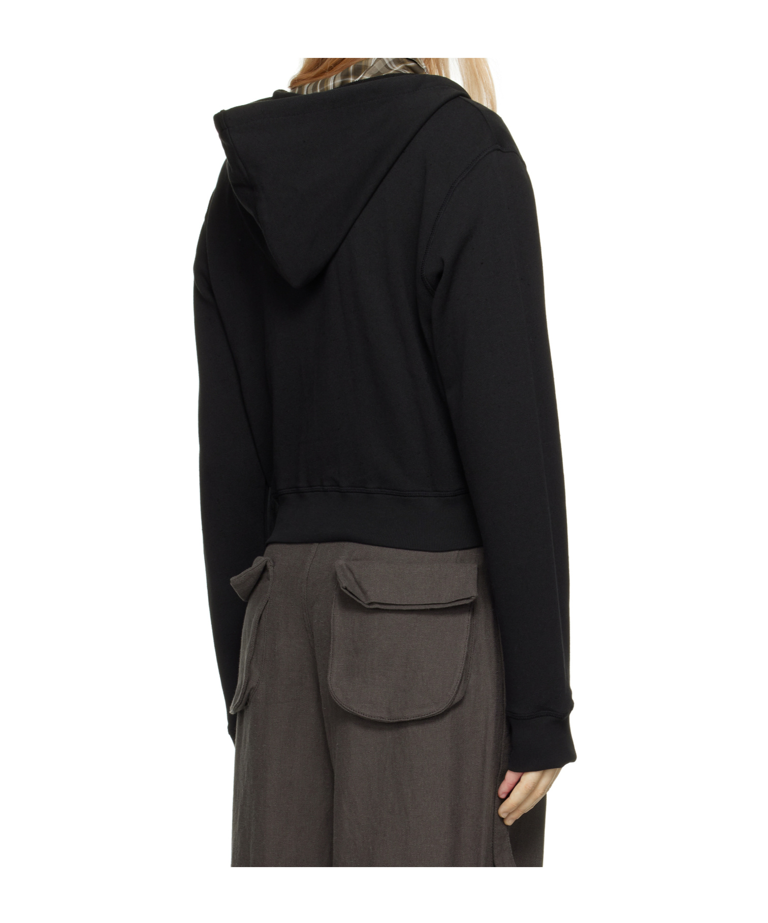 Open Yy Casual Zip-up Hoodie In Black