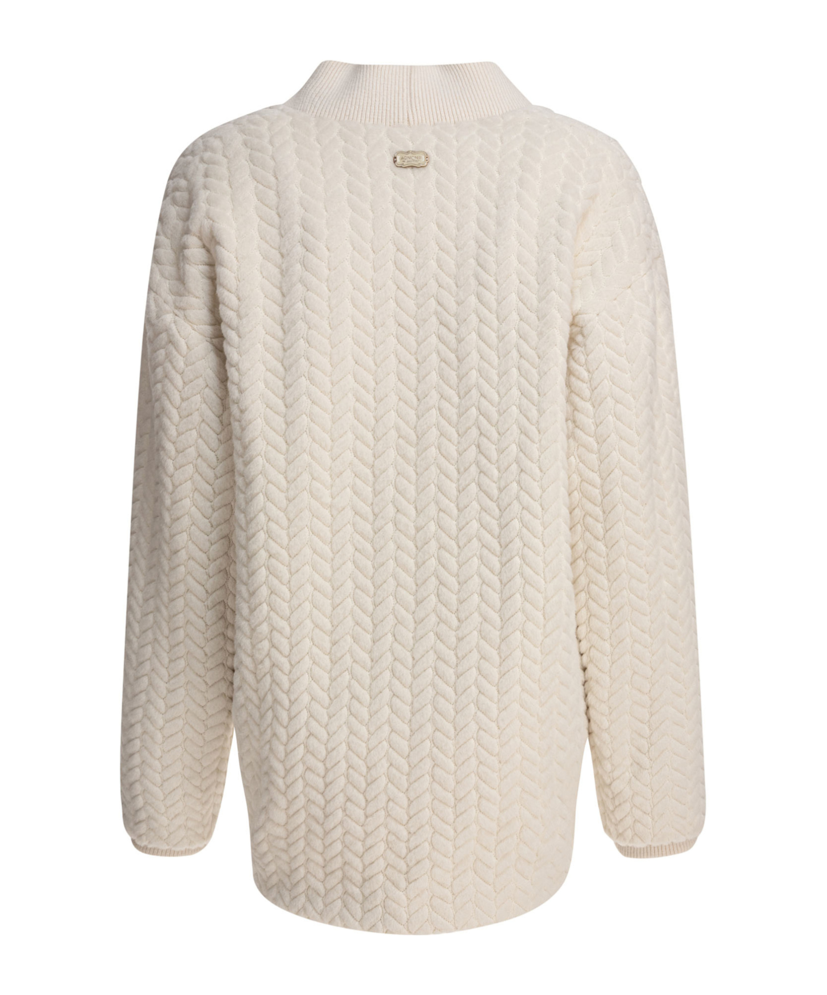 Agnona Ribbed Cuffs Shawl Collar Side Pockets Textured Pattern In Neutral