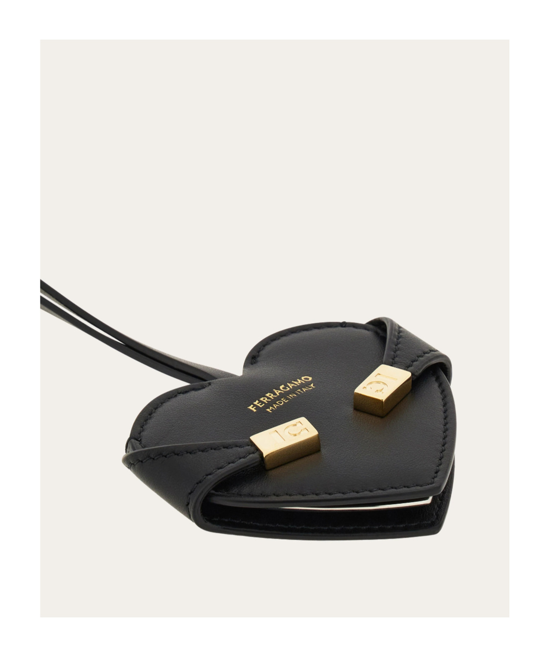 Ferragamo Charm Cuore Mirror Bag Charm In Black