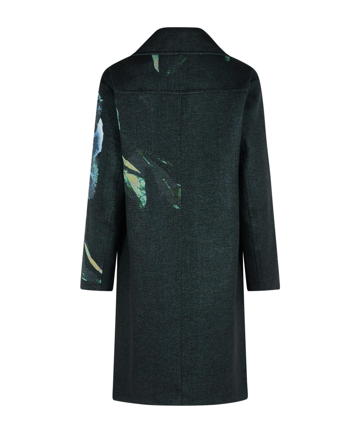 Dries Van Noten Cotton Blend Coat Floral Pattern In Black