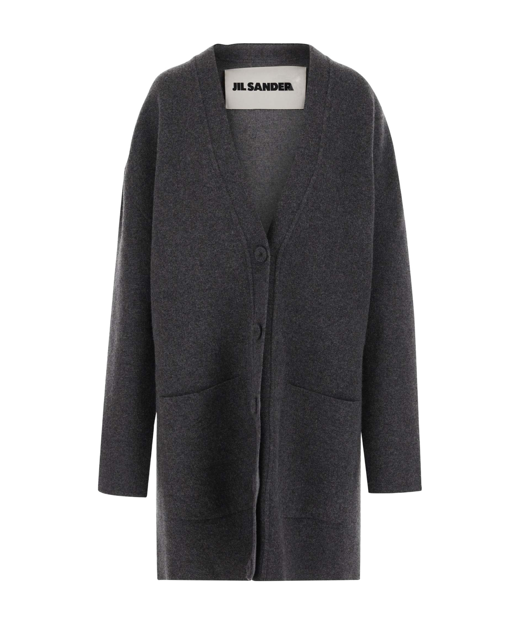 Jil Sander Wool Blend Maxi Cardigan In Black