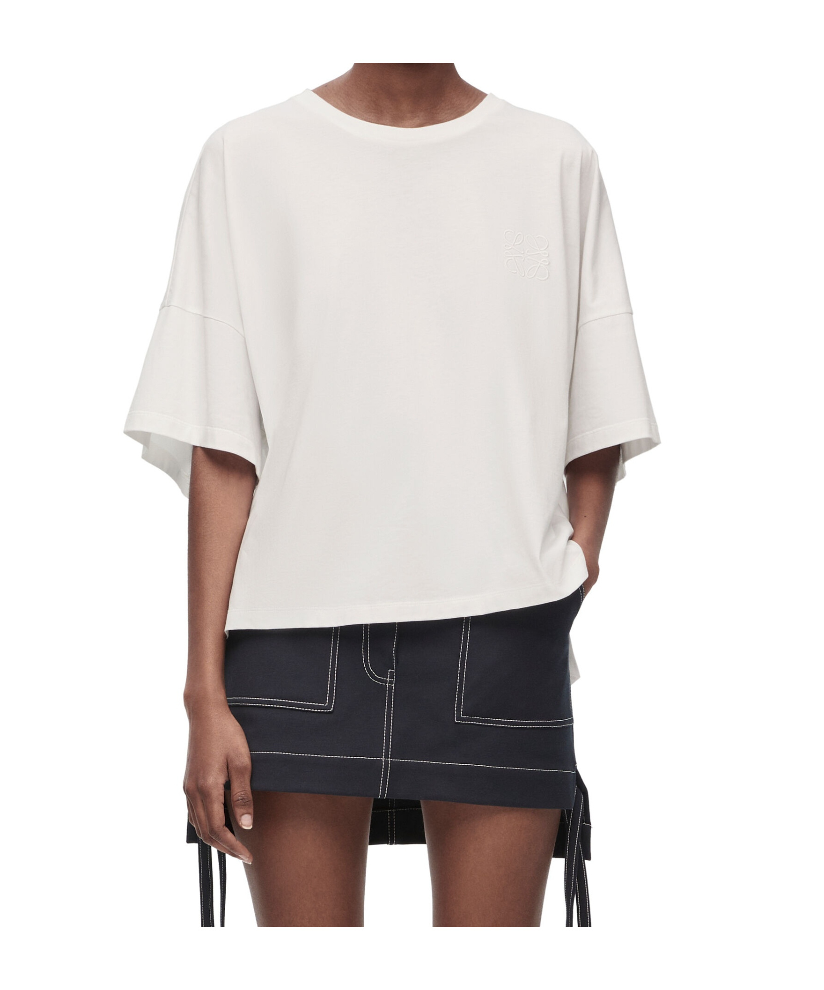 Loewe Short Oversize Anagram T-shirt In Cotton In White