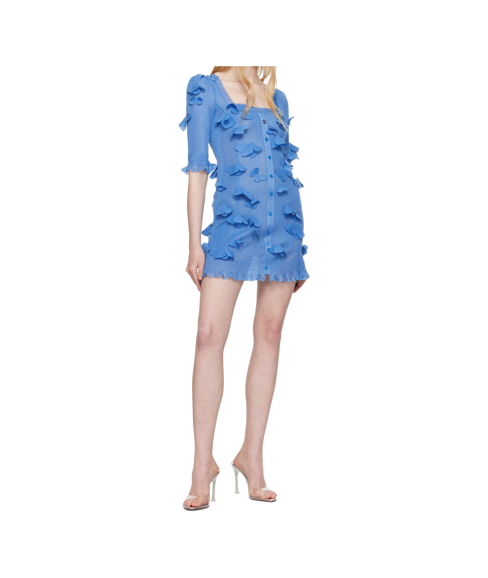 Coperni Metallic Knit Butterfly Button-front Mini Dress