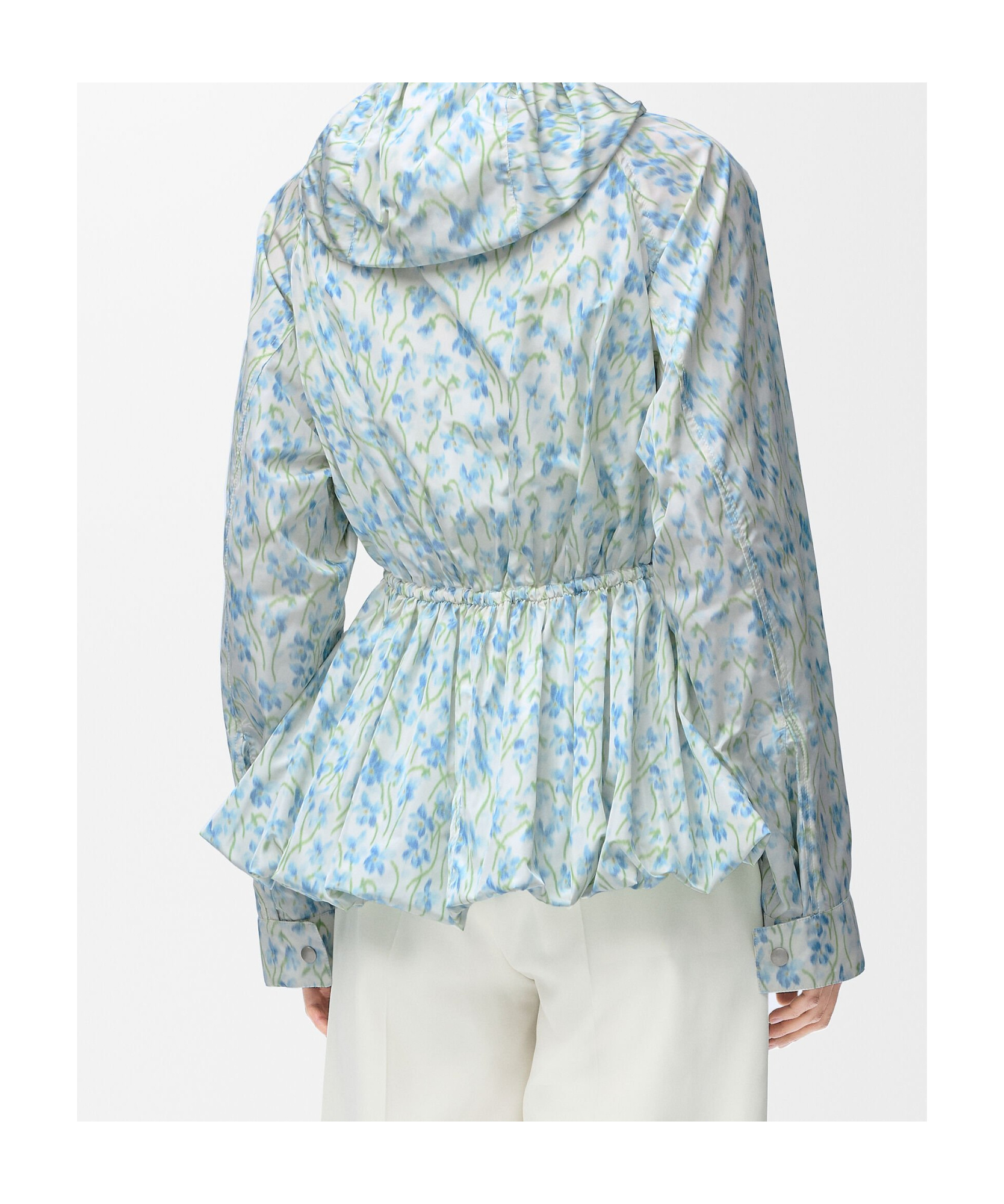 Loewe Hooded Jacket In Silk Blend Taffeta In Blue
