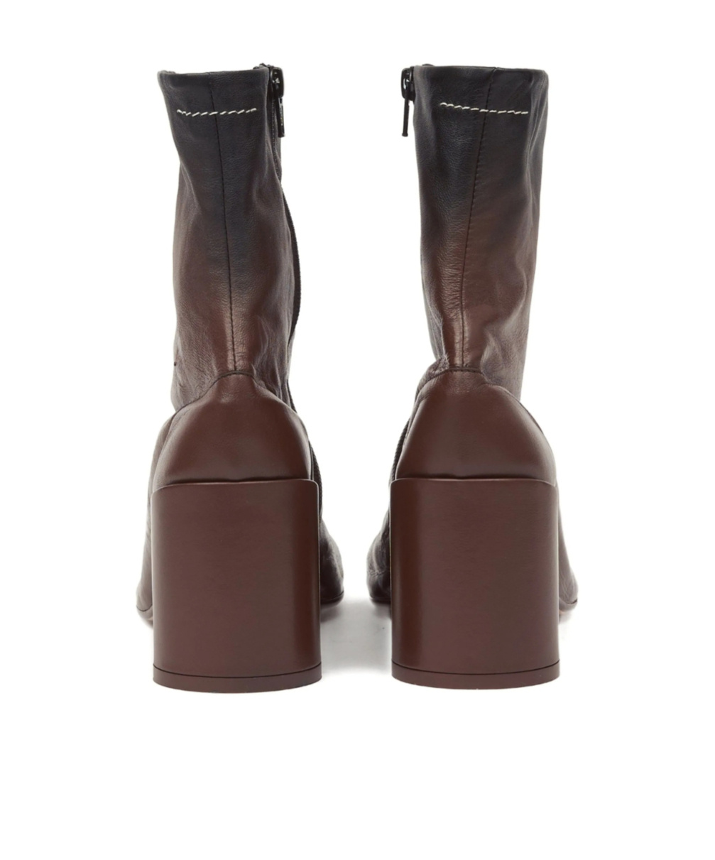 Mm6 Maison Margiela 90mm Leather Ankle Boots In Brown