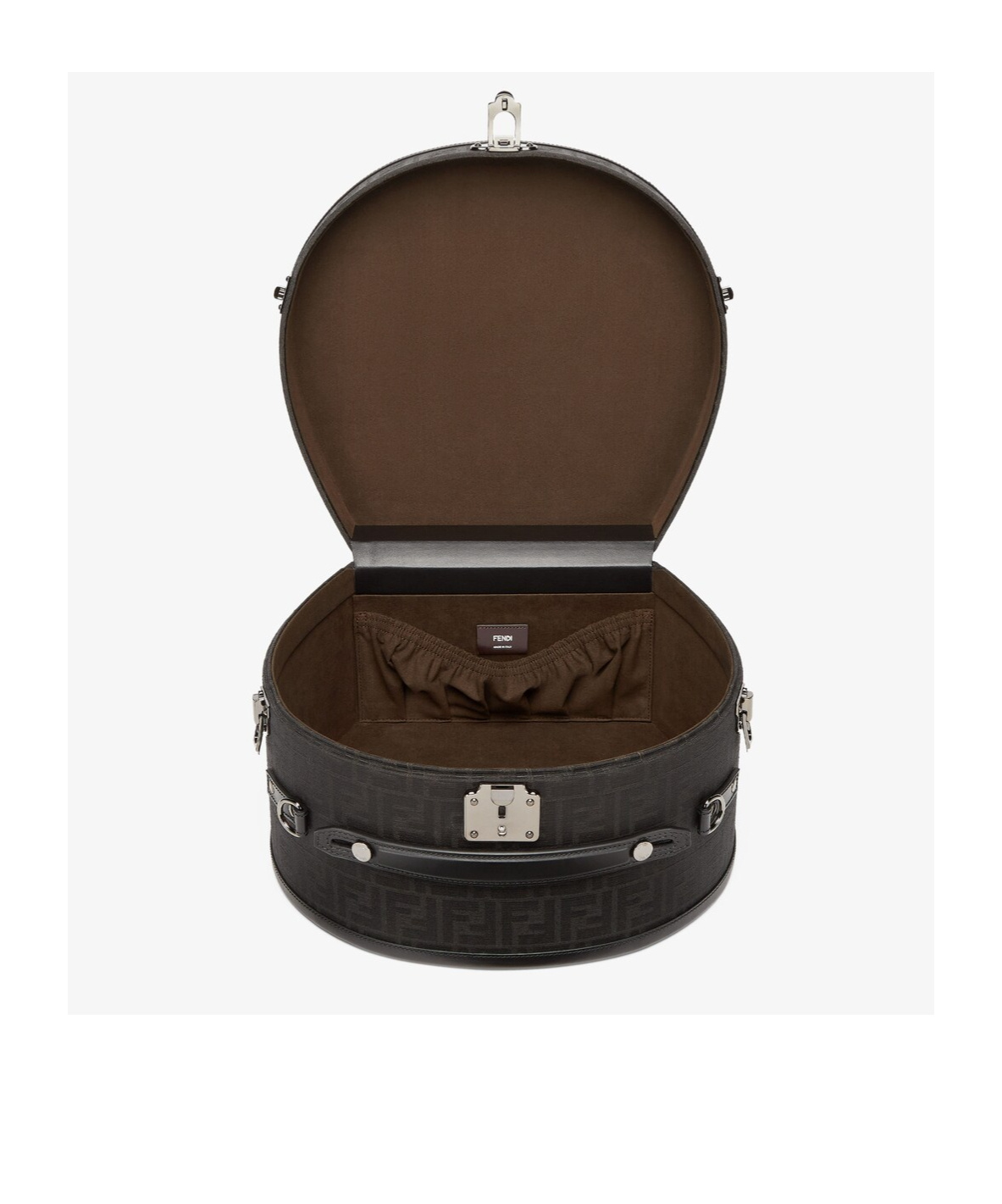 Fendi Ff Jacquard Travel Hat Box In Black