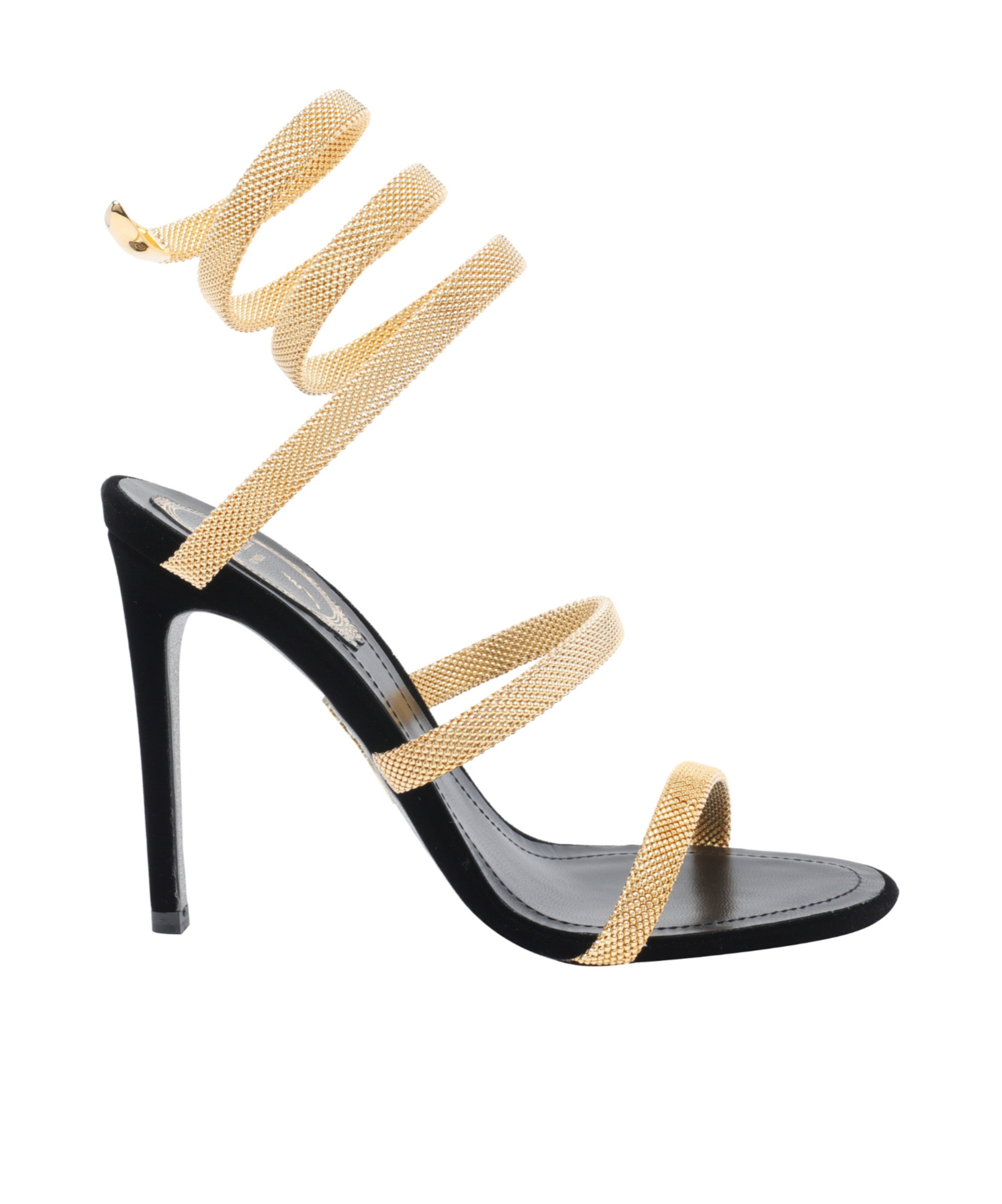 René Caovilla Trigold Cleo Black-gold Sandal 105