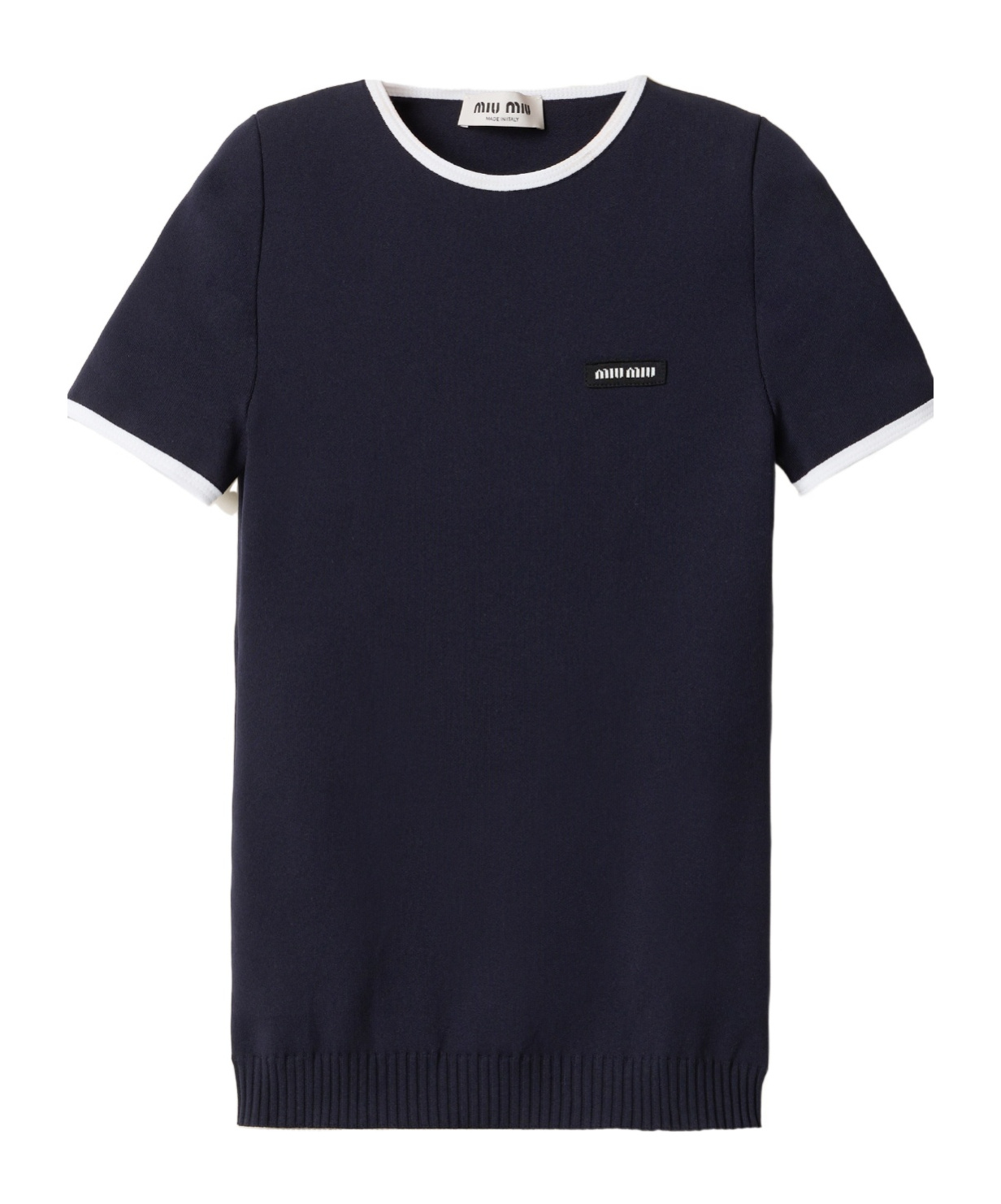 Miu Miu Technical Knitted Round Neck Sweater In Black