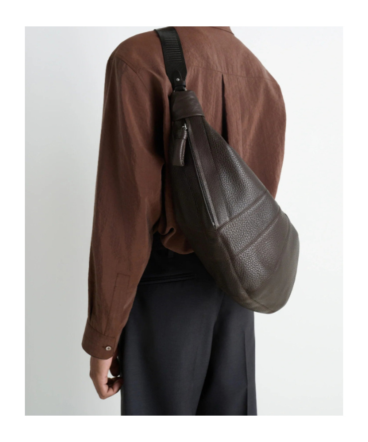 Lemaire Rail Belt Large Croissant Bag In Brown