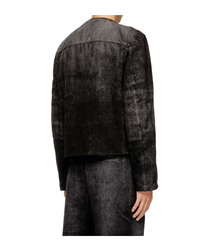 Diesel Denim Jacket With Chest And Flap Pockets In Black