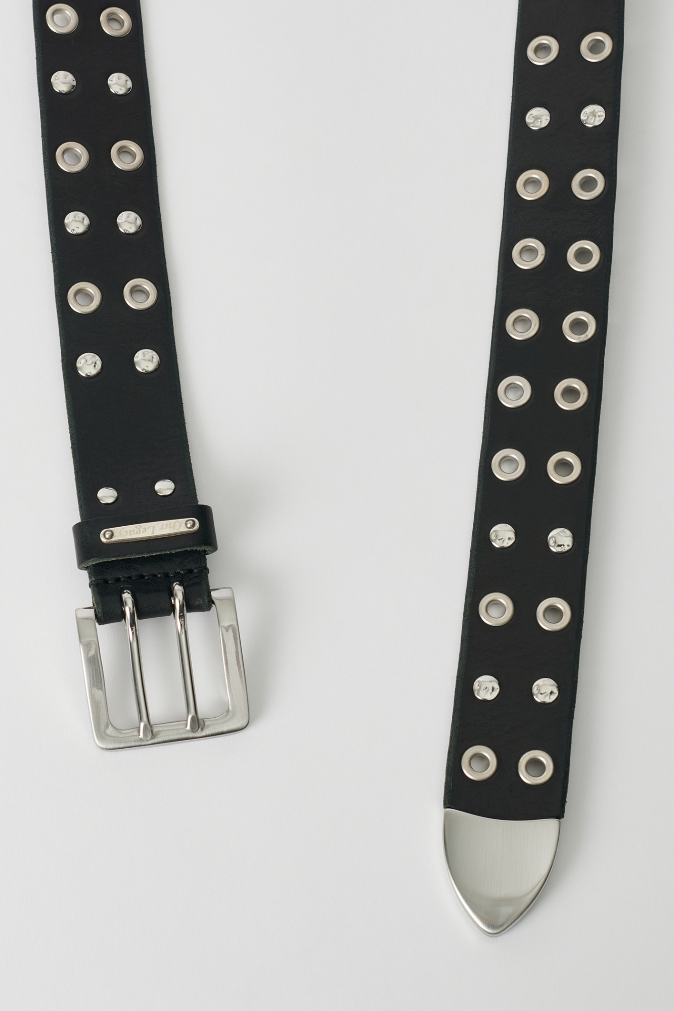 Our Legacy Studded Double Tongue Belt In Black