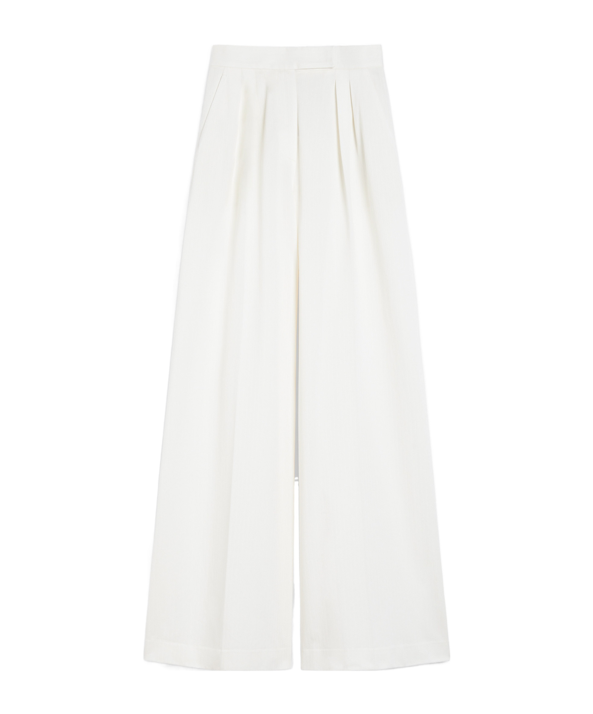 Max Mara Wide Trousers In Pinstriped Jacquard Cotton In White