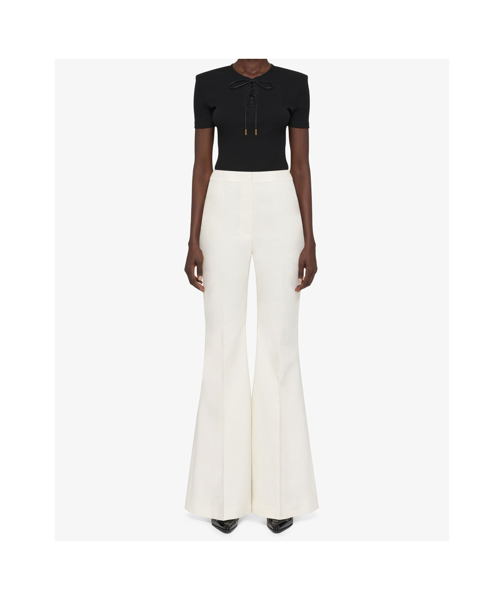 Givenchy Flare Tailored Pants In Linen In Off White