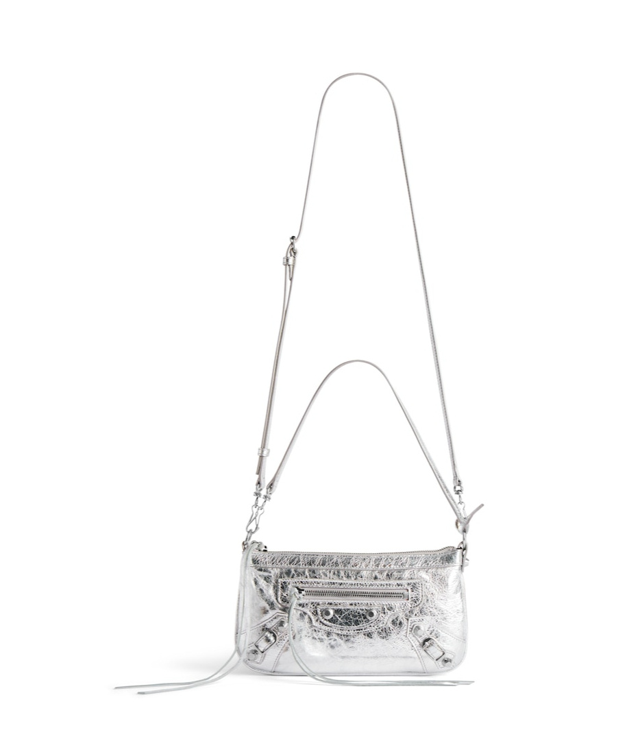 Balenciaga Women's Le City Pouch On Strap In Silver In Silver