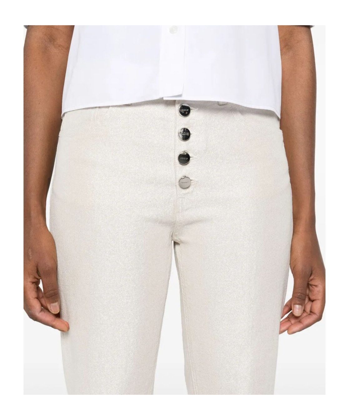 Dondup Cropped Cotton-blend Denim Jeans With Button Detailing