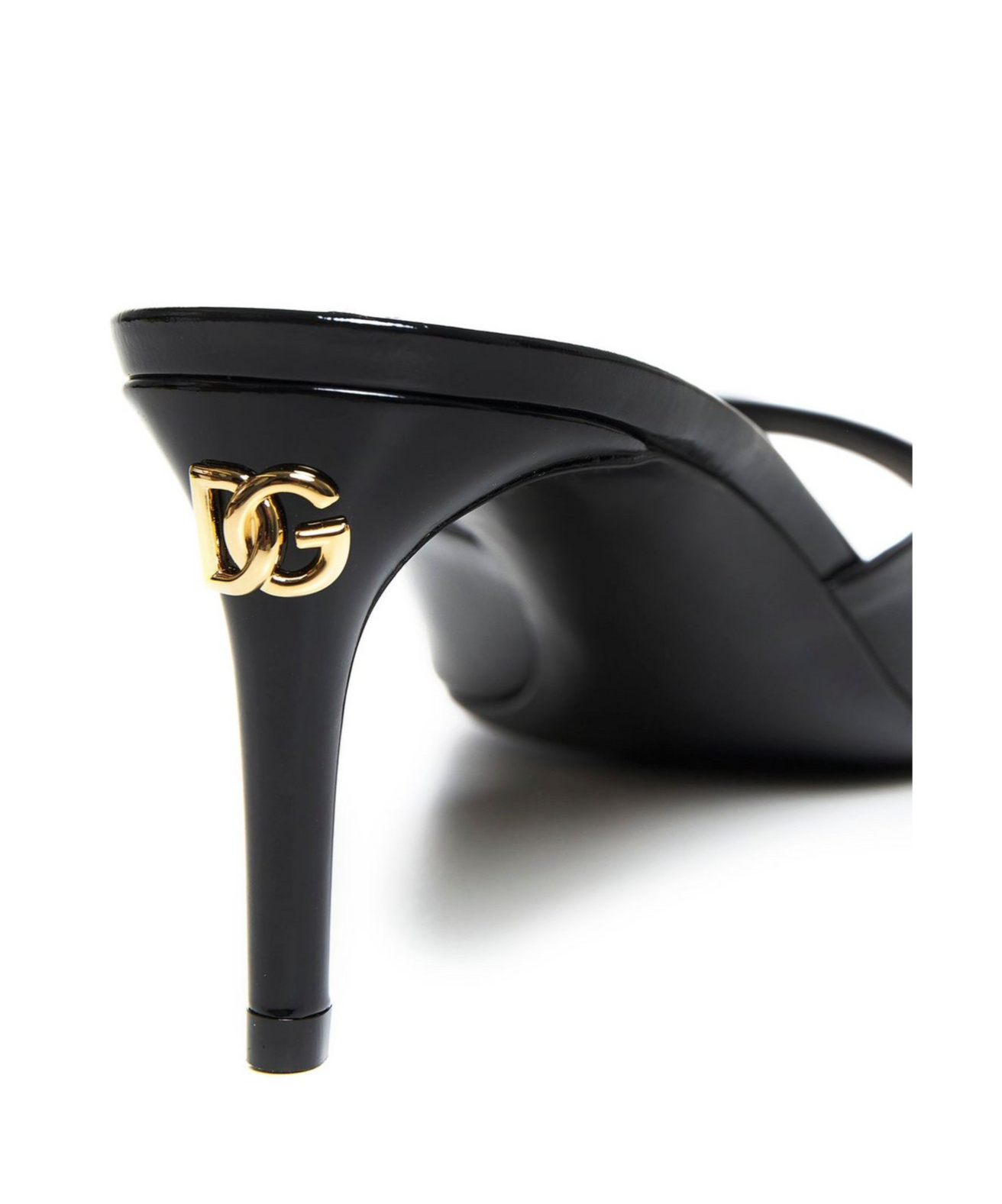 Dolce & Gabbana Patent Leather Open Toe Mules Heel 7 Cm In Black