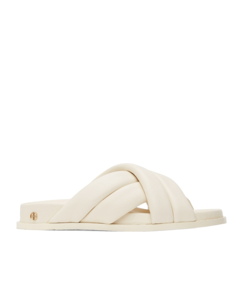 Shop Anine Bing Logo Slippers In White