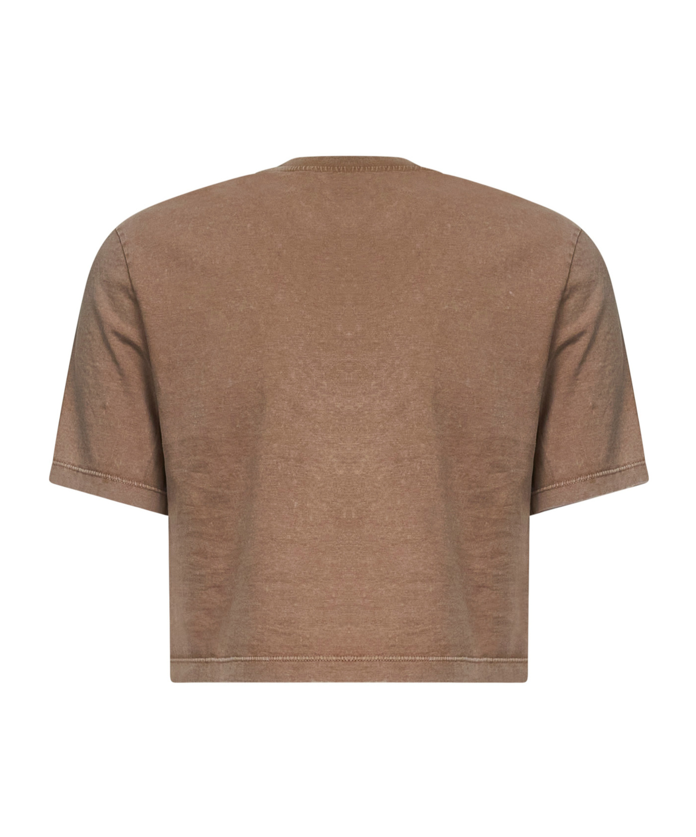 Fendi Beige Cotton Logo Crop T-shirt In Brown
