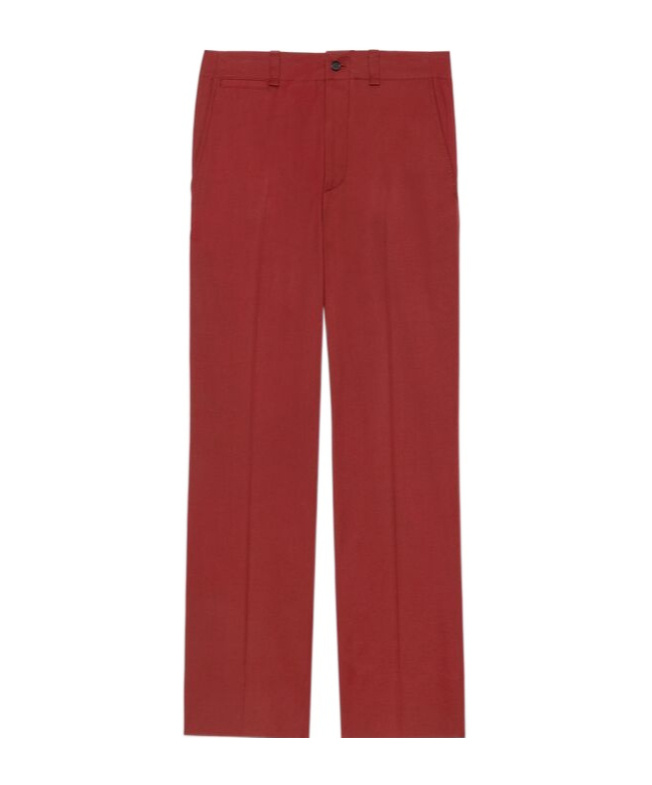 Shop Saint Laurent Pants In Cotton Twill In Red