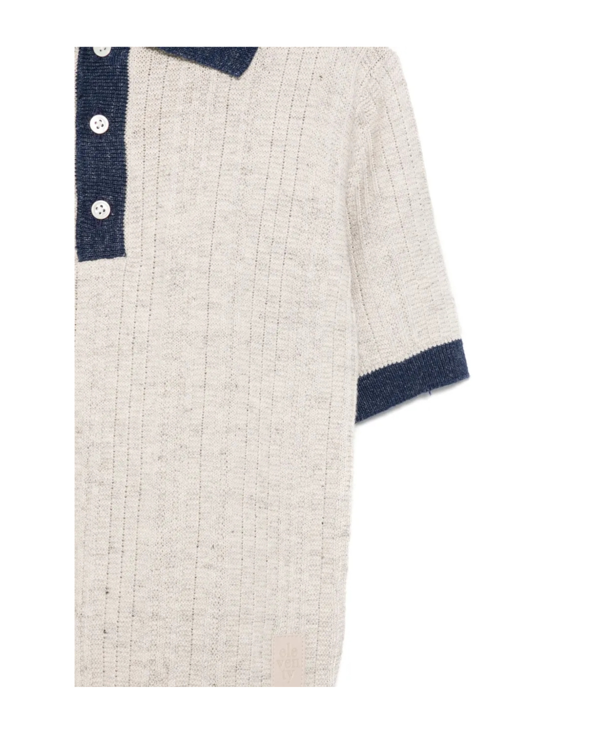 Eleventy Polo In Maglia A Coste In White