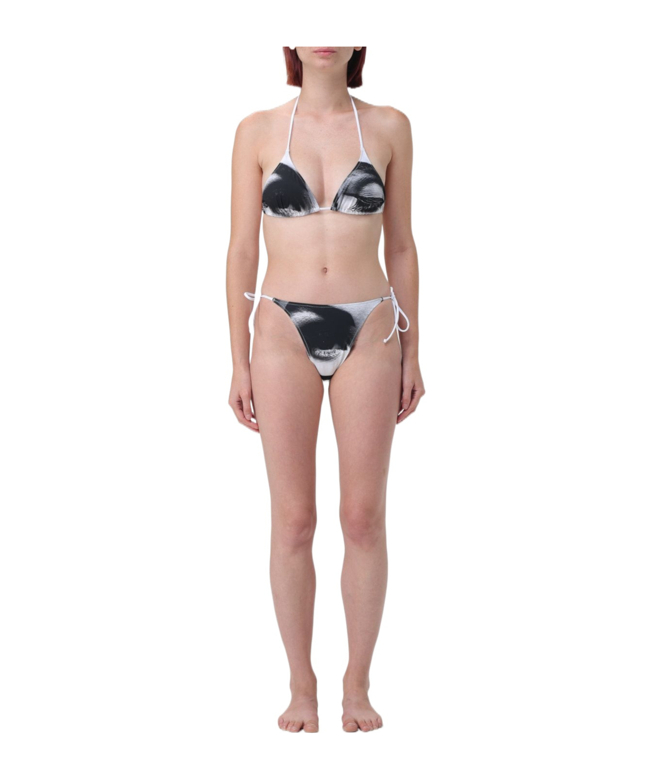 Jean Paul Gaultier Black 'the Eyes And Lips' Bikini In Nude