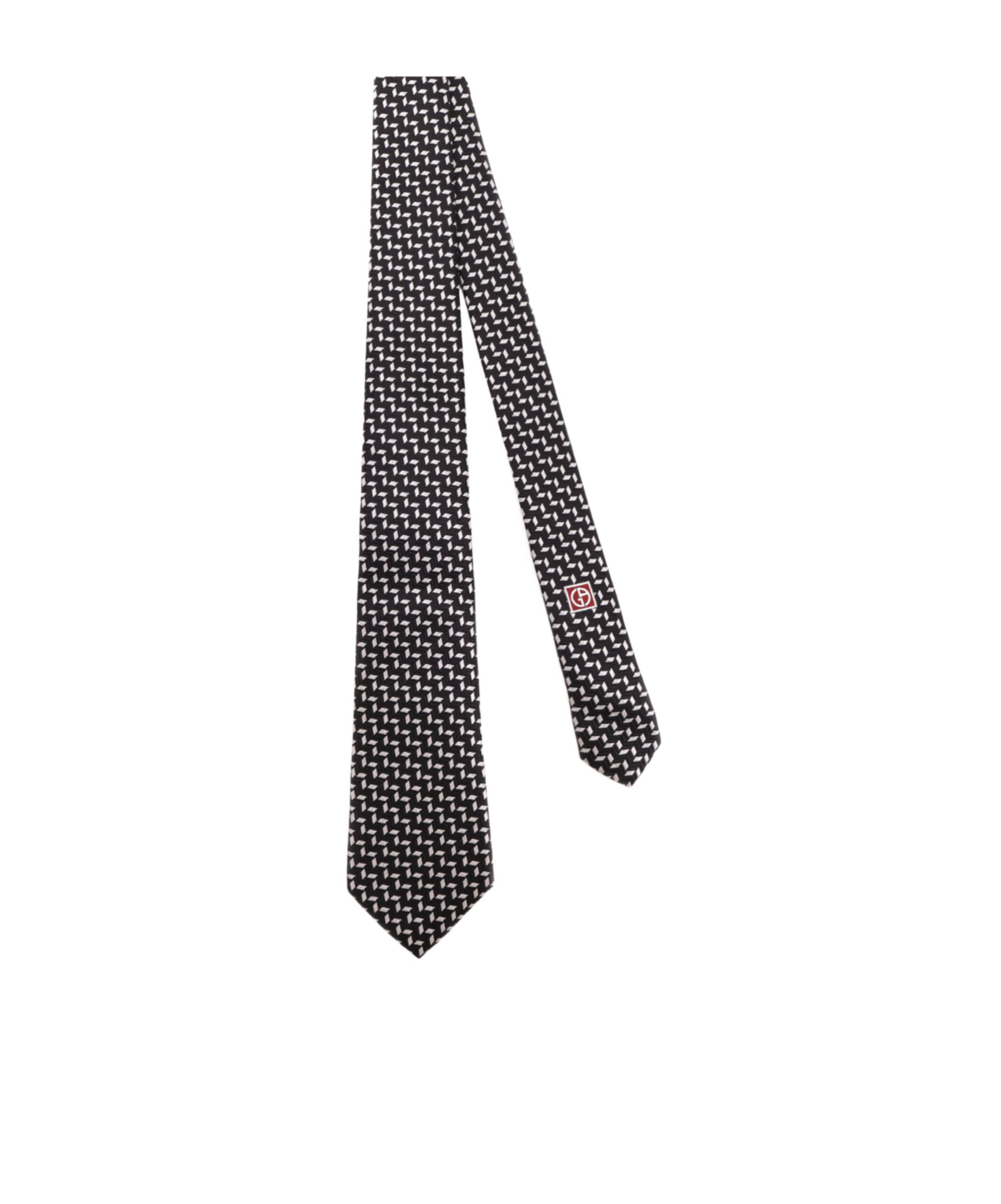 Giorgio Armani Silk Jacquard Tie Monogram Detail In Black