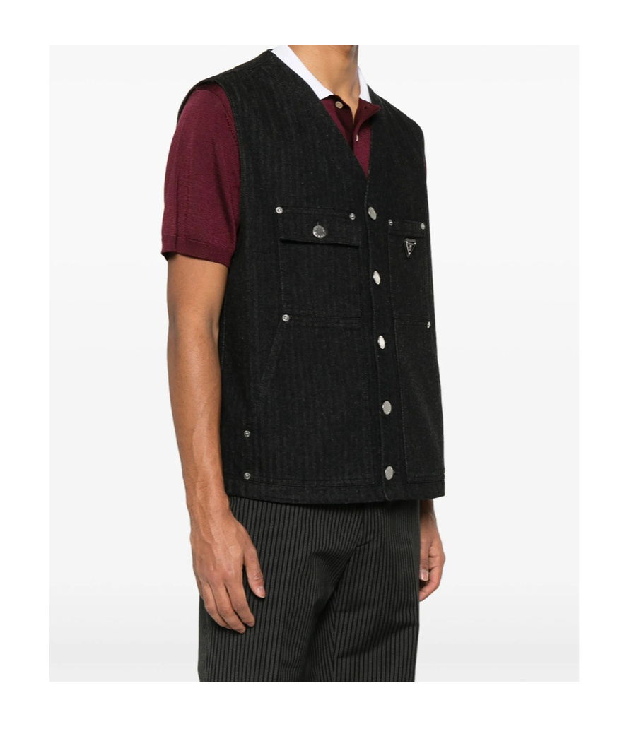 Prada Jeansweste Mit Zickzackmuster In Black