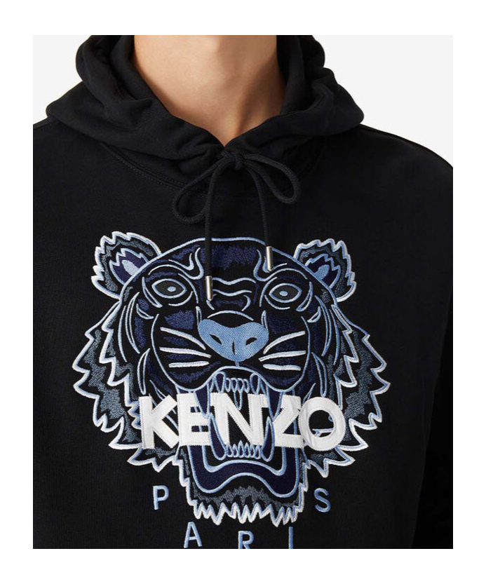 Kenzo Tiger Logo-embroidered Hoodie In Black