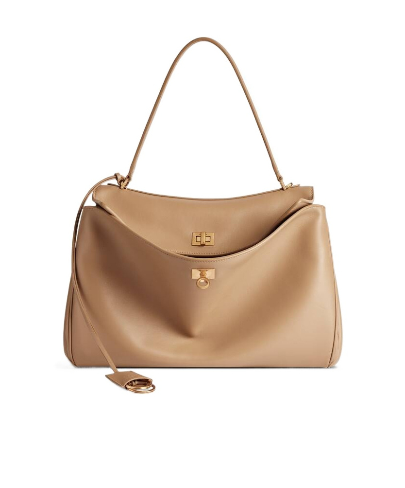 Balenciaga Rodeo Medium Leather Top-handle Bag In Nude