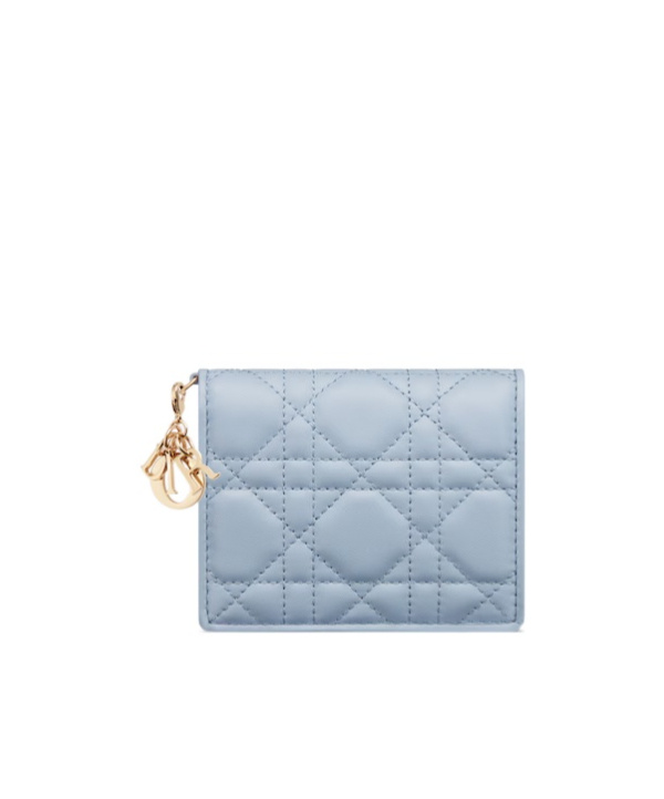 Shop Dior Gardenia Lady Mini Wallet In Blue