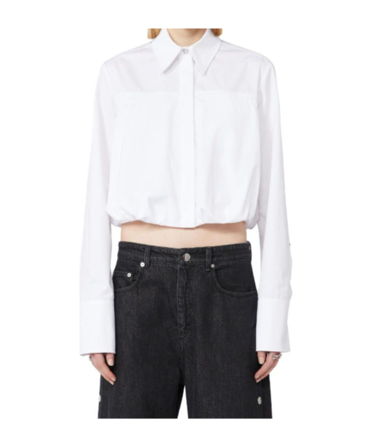 Sportmax Buttoned Long-sleeved Cropped Shirt In White
