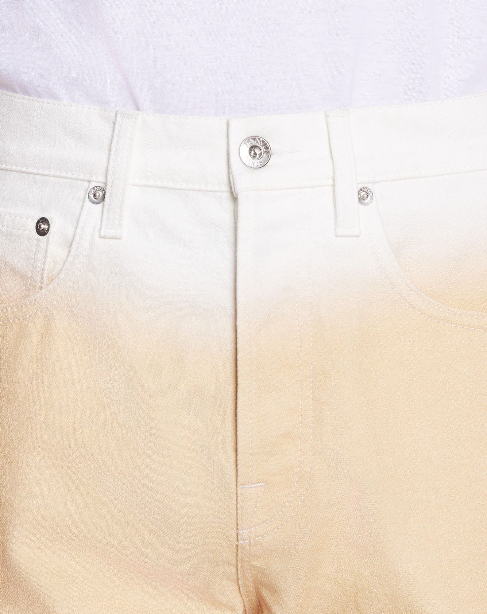 Lanvin Logo Patch Straight Leg Jeans In Nude