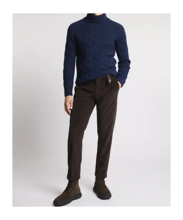 Fay Corduroy Chino Trousers In Brown