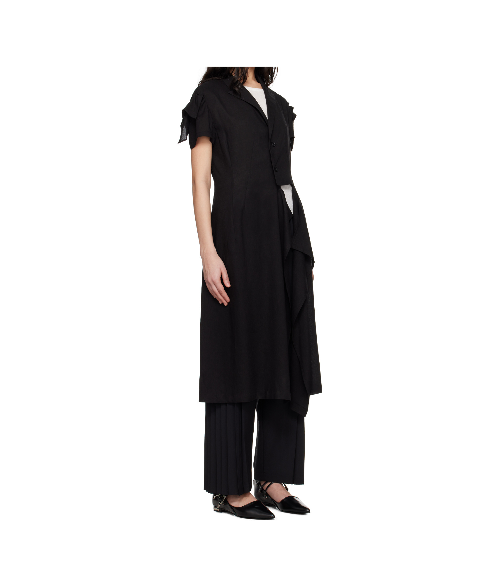 Y's Black Rayon Linen Sheeting Square Jacket In Black