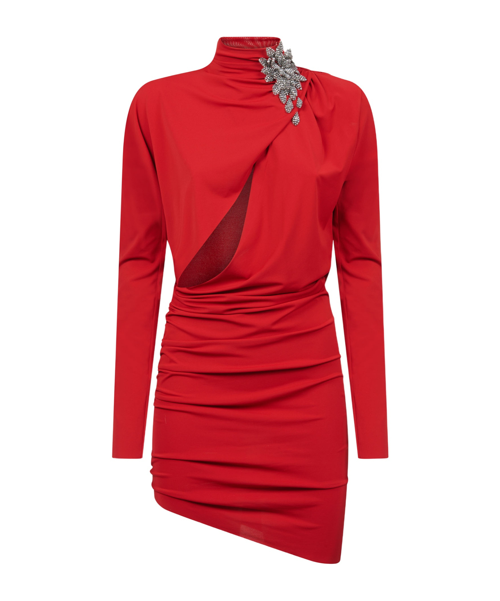 Amen Asymmetric Midi Dress In Red