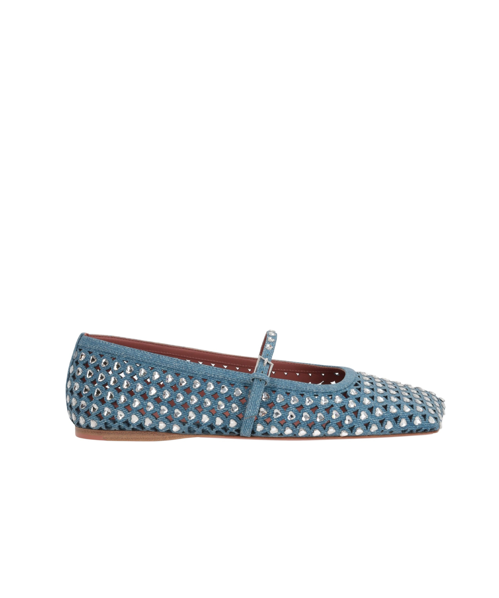 Shop Amina Muaddi Square-toed Ballet Shoes In Blue