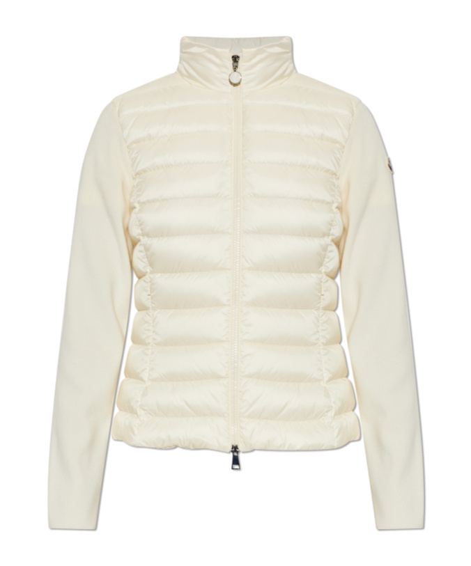 Moncler Quilted Cardigan In Neutral