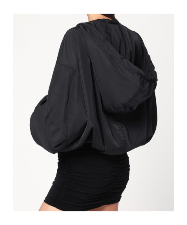 Attico Hooded Bomber Jacket In Black