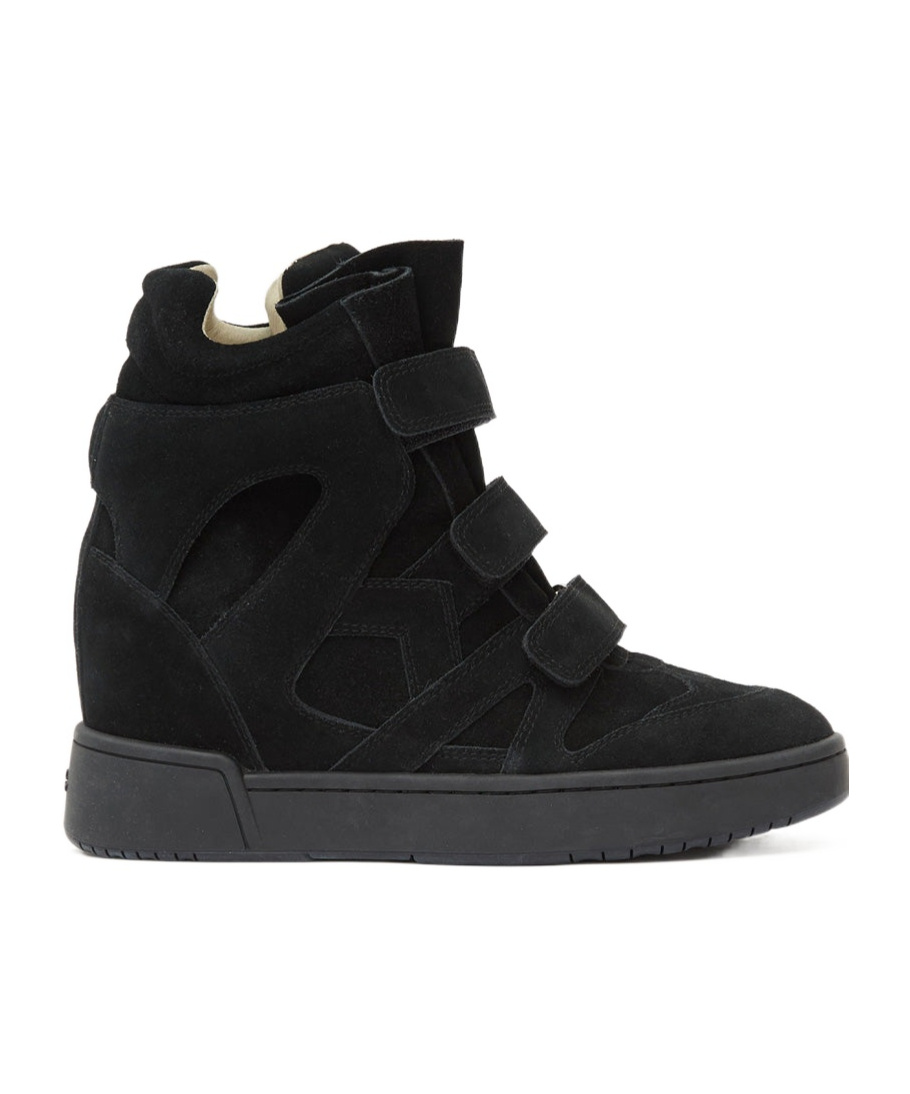 Isabel Marant Women Black Wedge With Insert Design And High Heel Sneaker In Leather Woman