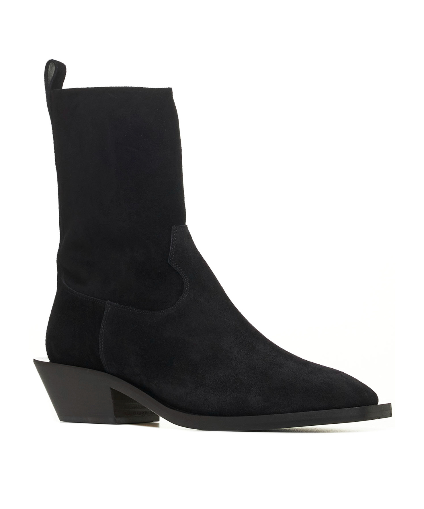 Aeyde Luis 35mm Square Toe Block In Leatherheel Ankle Boot In Black