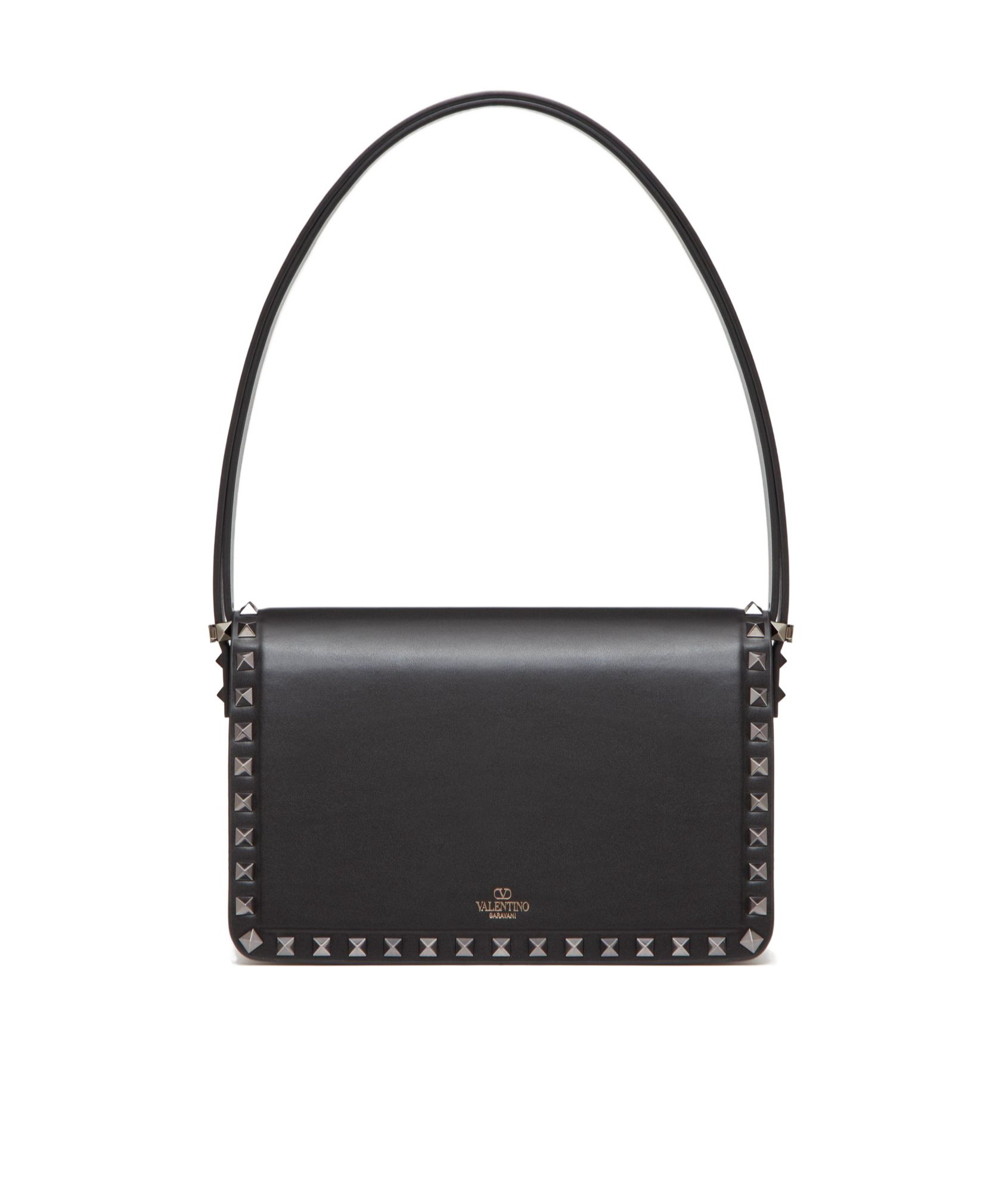 Valentino Garavani Small Rockstud Leather Shoulder Bag In Black