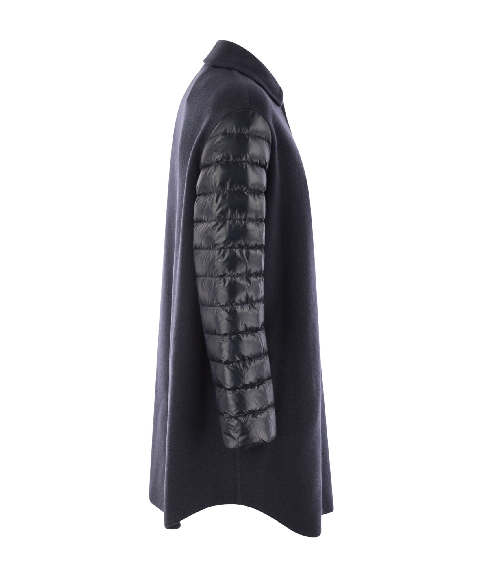 Herno Luxury Wool-blend Jacket With Quilted Down Sleeves In Black