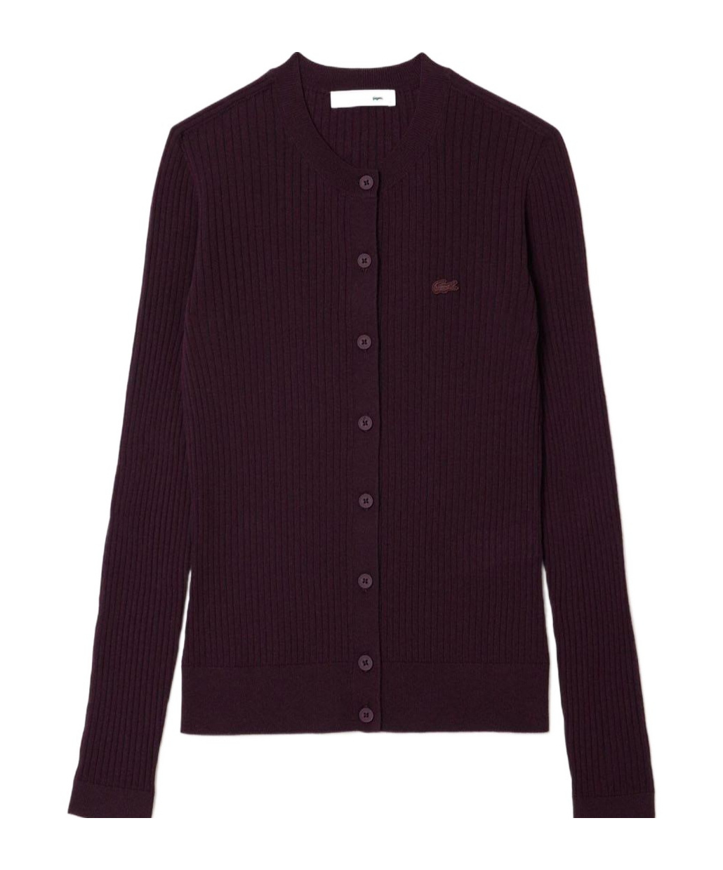 Lacoste Crewneck Knit Cardigan In Black